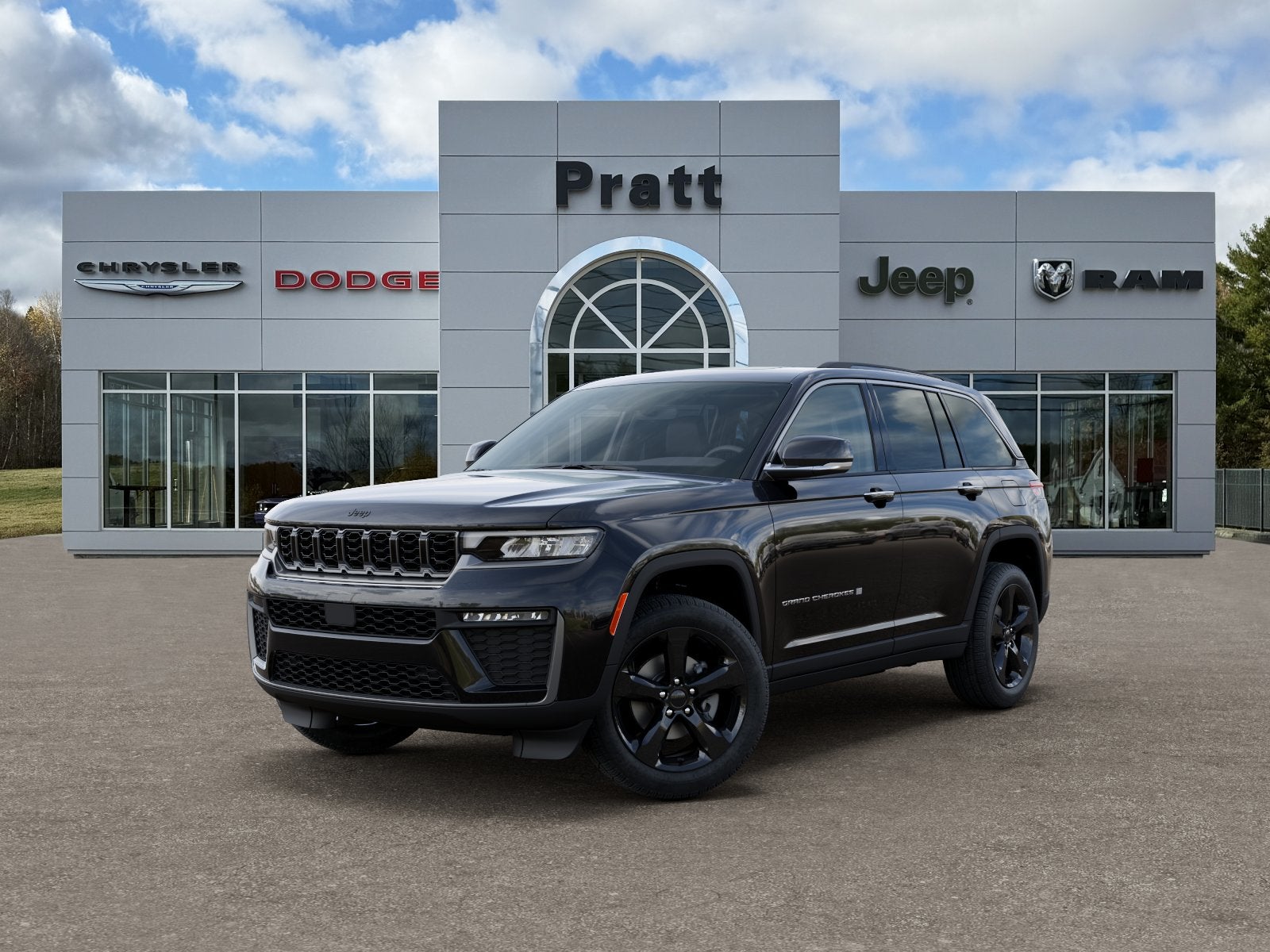 2026 Jeep Grand Cherokee GRAND CHEROKEE LIMITED 4X4 in Diamond Black Crystal Pearl-Coat Exterior Paint — front three-quarter view