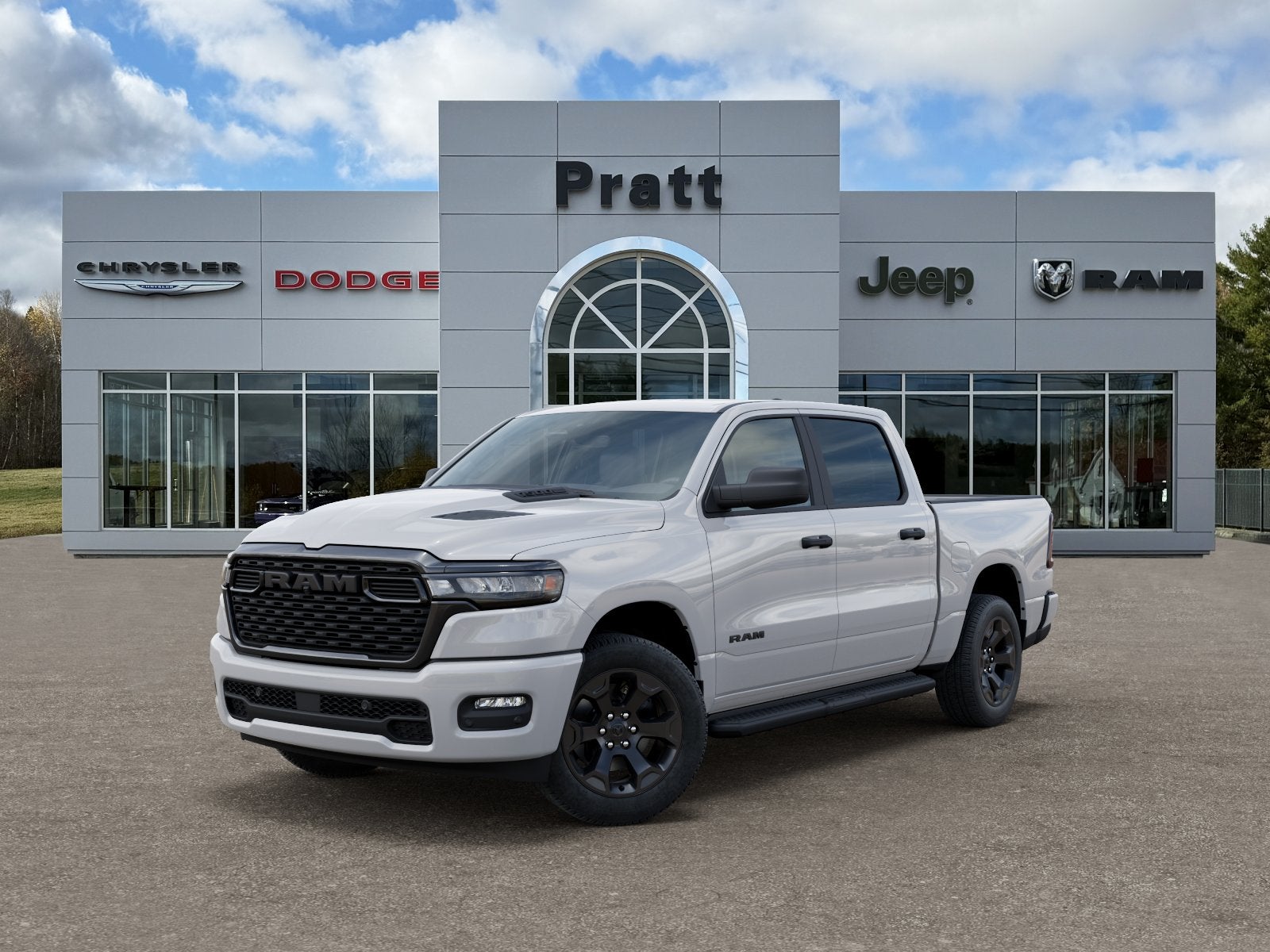 2026 RAM Ram 1500 RAM 1500 EXPRESS CREW CAB 4X4 5'7' BOX in Bright White Clear-Coat Exterior Paint — front three-quarter view