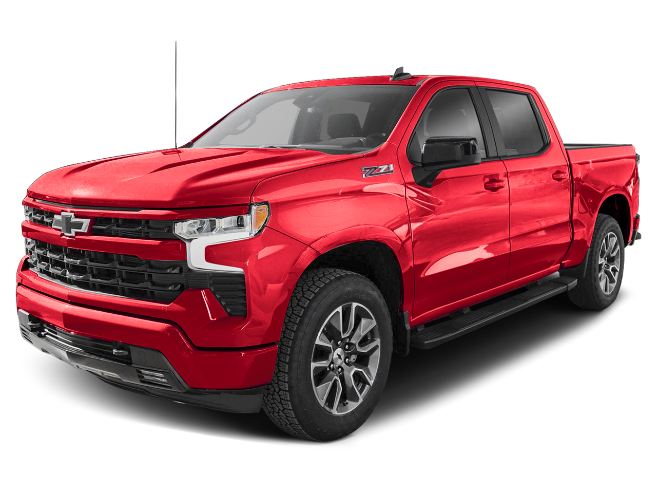 2025 Chevrolet Silverado 1500 4WD Crew Cab Short Bed RST in Radiant Red Tintcoat — front three-quarter view