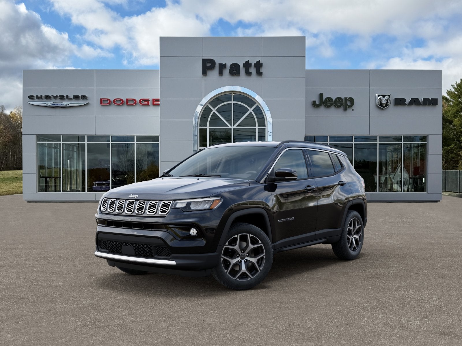 2026 Jeep Compass COMPASS LIMITED 4X4 in Diamond Black Crystal Pearl-Coat Exterior Paint — front three-quarter view