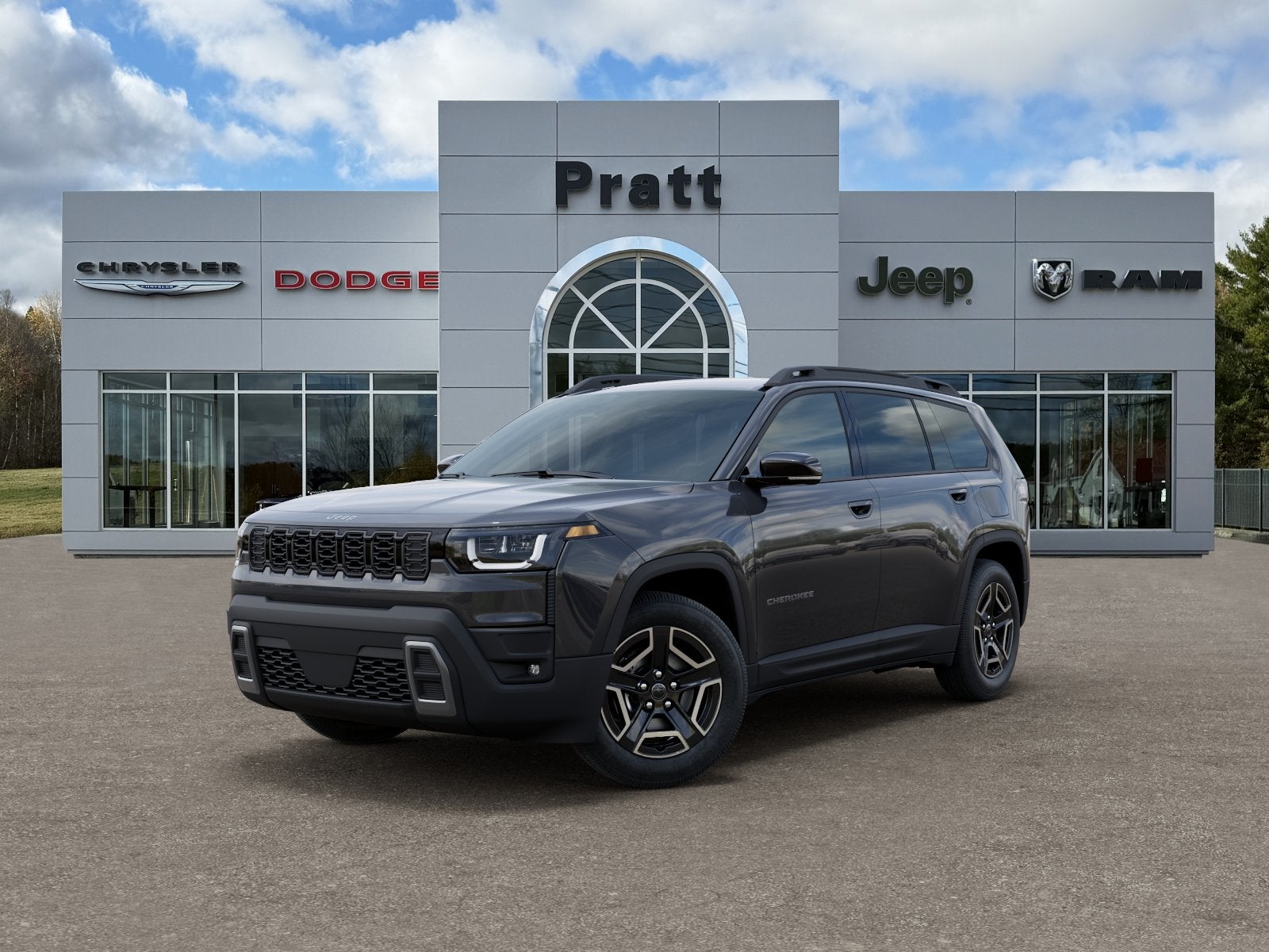 2026 Jeep Cherokee CHEROKEE LIMITED 4X4 in Sting-Gray Clear-Coat Exterior Paint — front three-quarter view