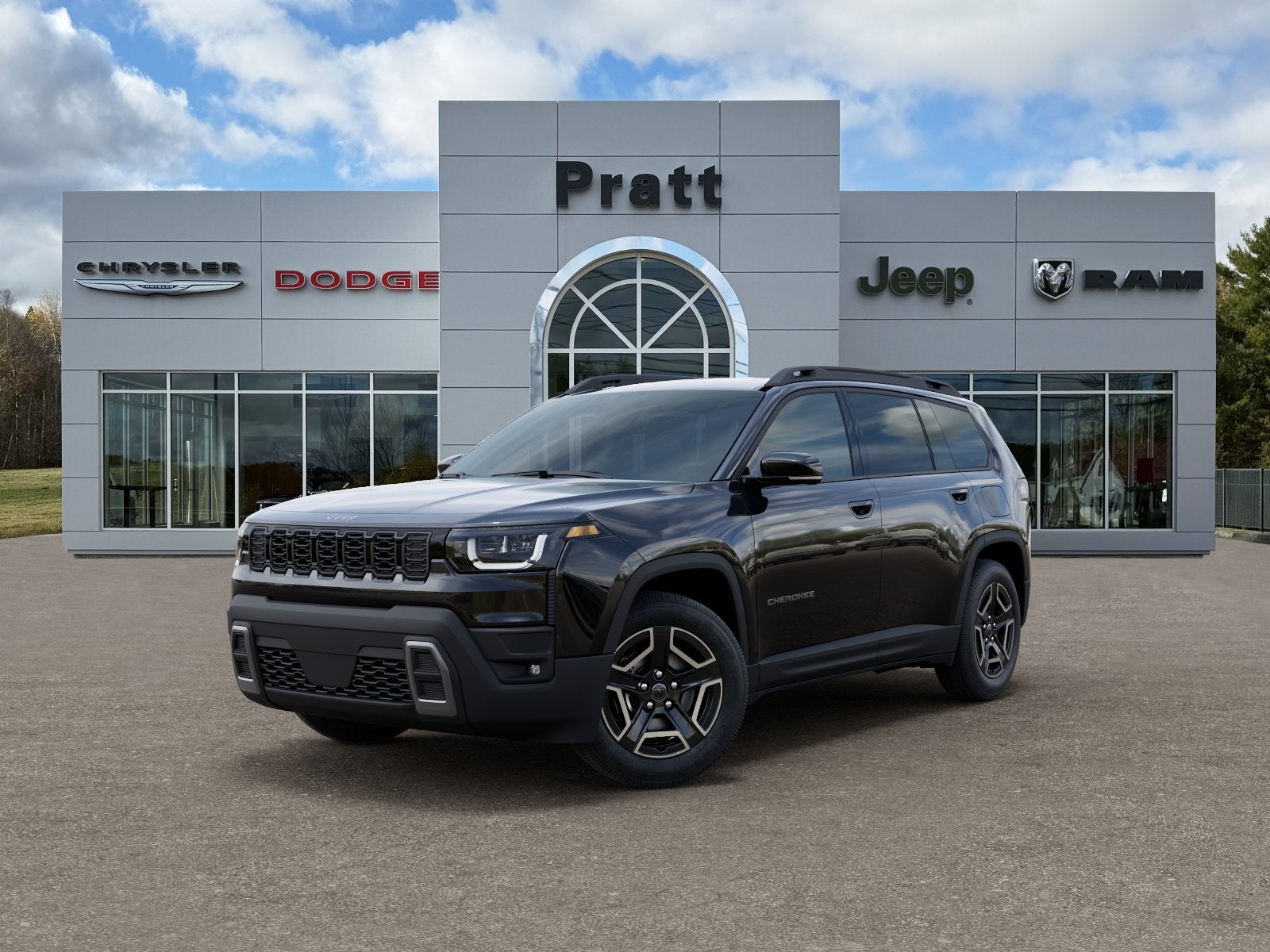 2026 Jeep Cherokee CHEROKEE LIMITED 4X4 in Diamond Black Crystal Pearl-Coat Exterior Paint — front three-quarter view