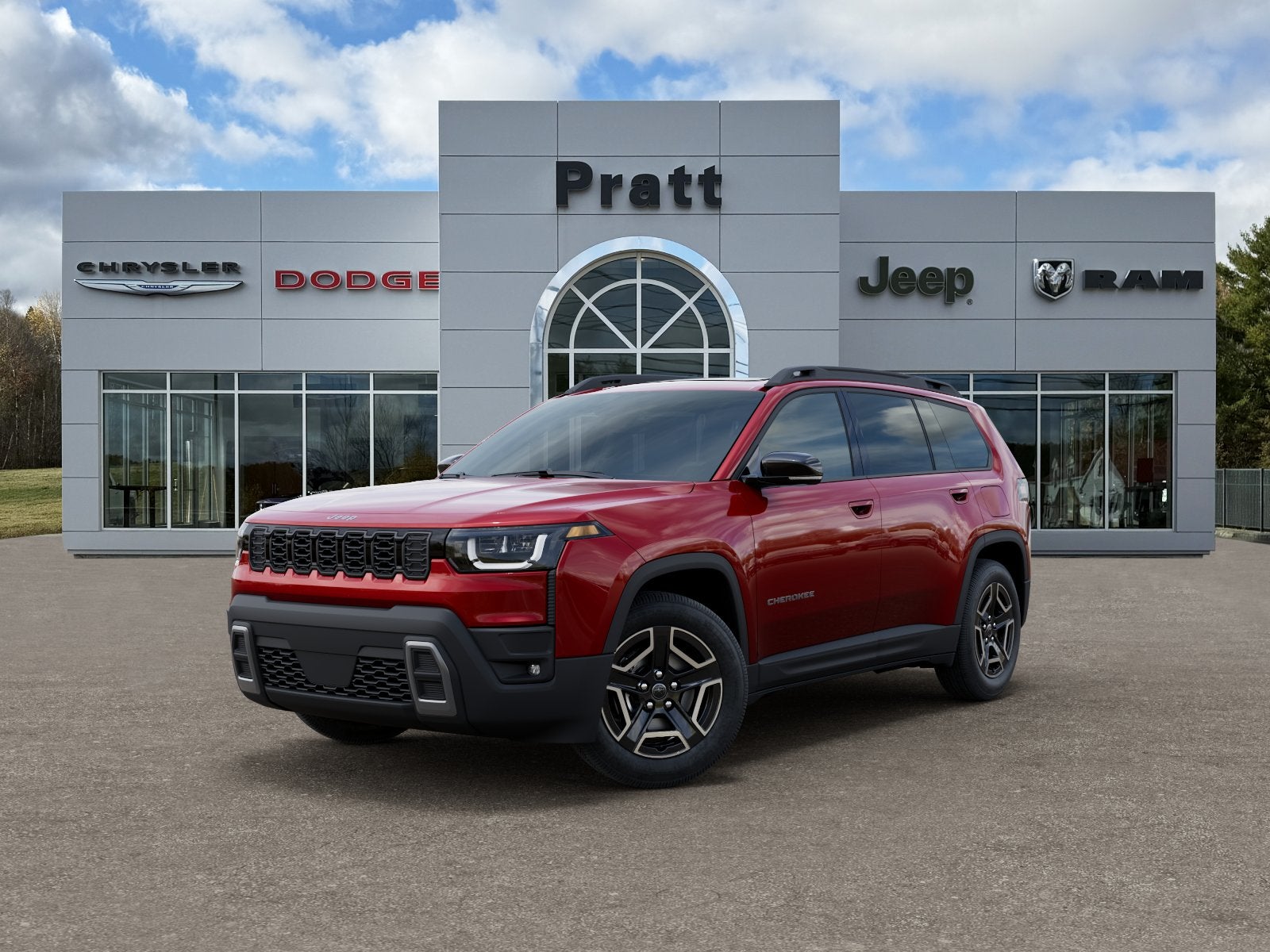 2026 Jeep Cherokee CHEROKEE LIMITED 4X4 in Red Hot Pearl-Coat Exterior Paint — front three-quarter view