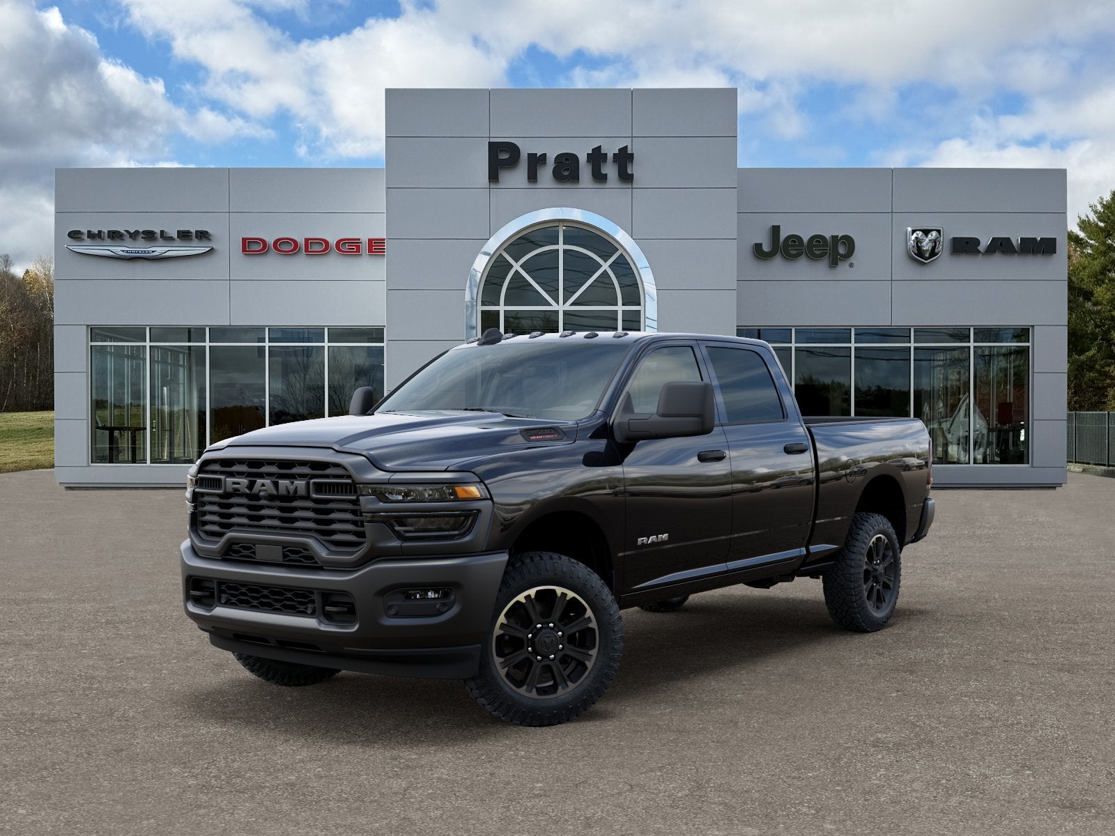 2026 RAM Ram 2500 RAM 2500 WARLOCK CREW CAB 4X4 6'4' BOX in Diamond Black Crystal Pearl-Coat Exterior Paint — front three-quarter view