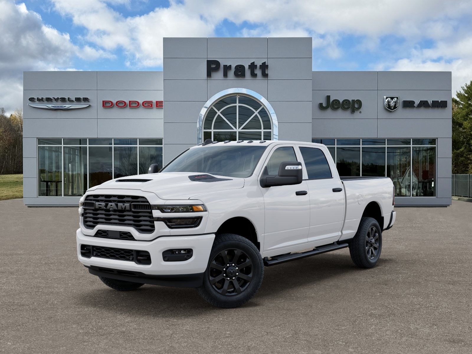 2026 RAM Ram 2500 RAM 2500 BLACK EXPRESS CREW CAB 4X4 6'4' BOX in Bright White Clear-Coat Exterior Paint — front three-quarter view